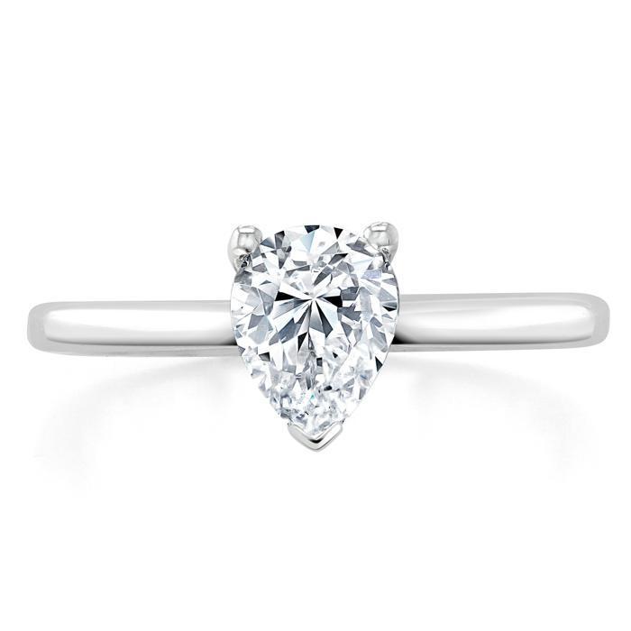 Pear Cut Moissanite Engagement Ring, Classic Style