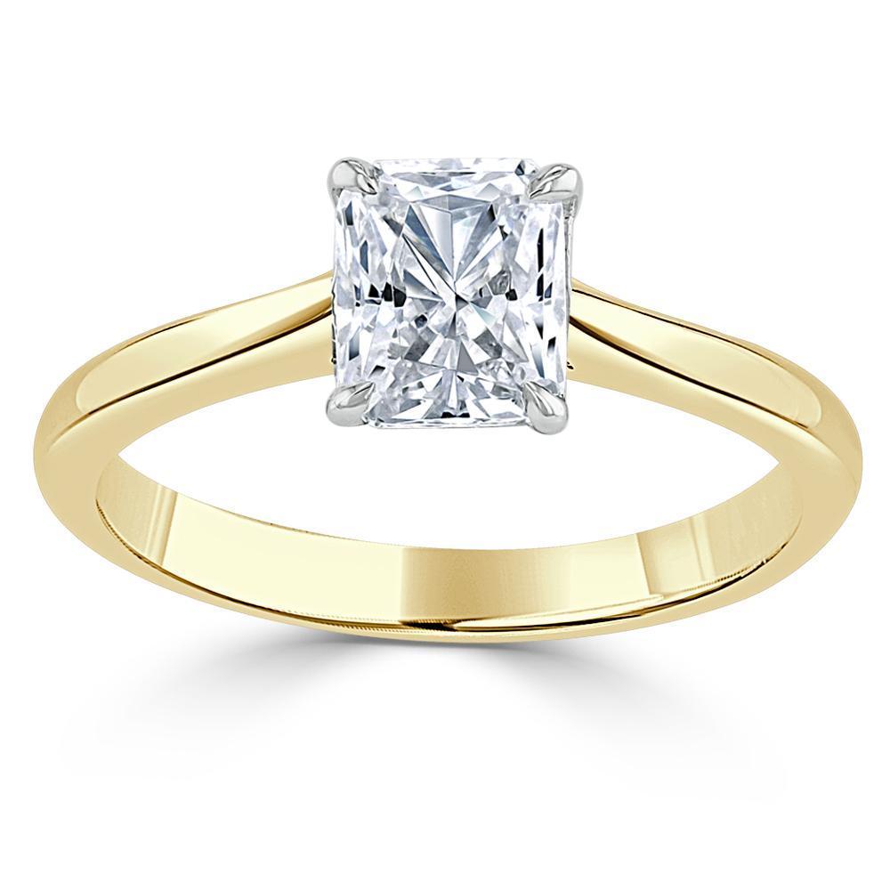Radiant Cut Moissanite Engagement Ring, Classic Style