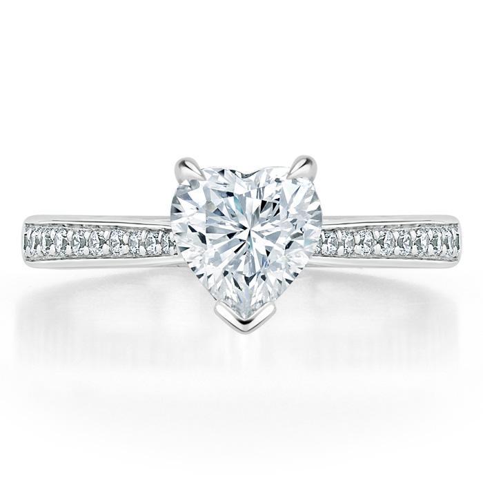 Heart Cut Moissanite Engagement Ring, Classic Style