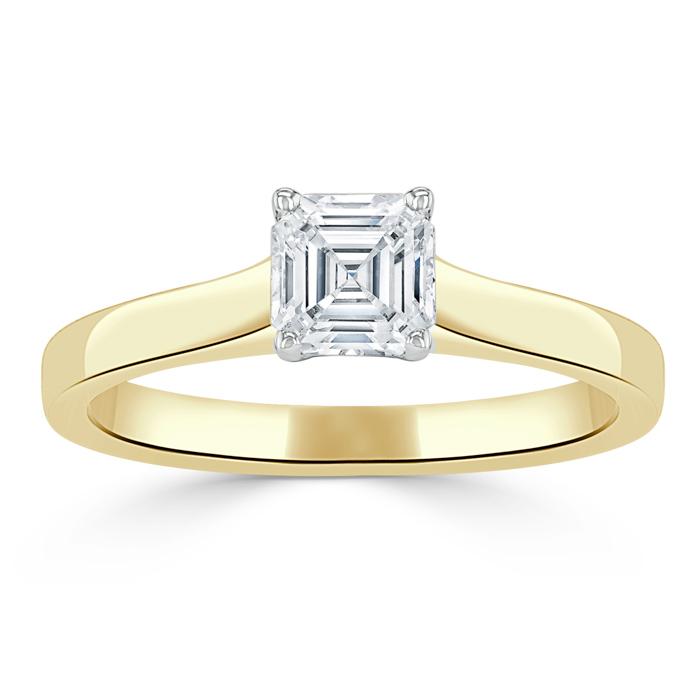 Asscher Cut Moissanite Engagement Ring, Classic Style