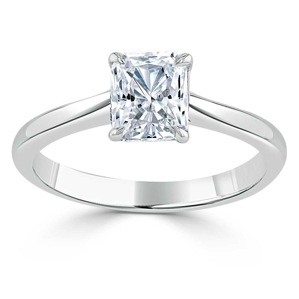 Radiant Cut Moissanite Engagement Ring, Classic Style