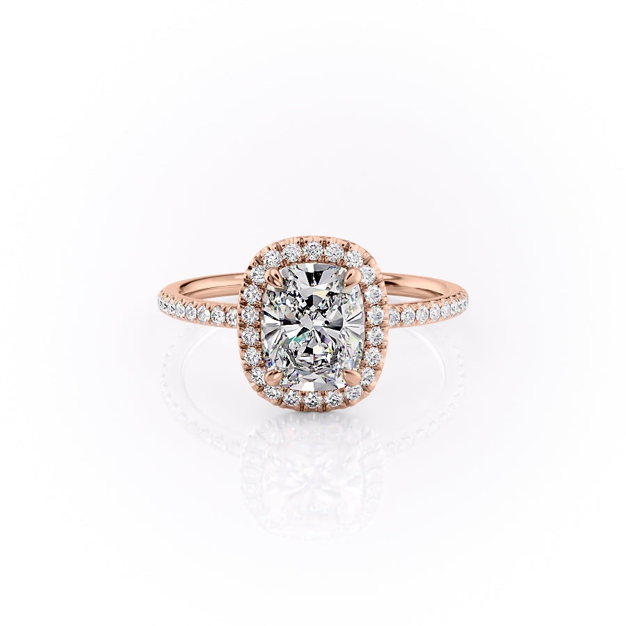 Elongated Cushion Cut Moissanite Engagement Ring With Halo