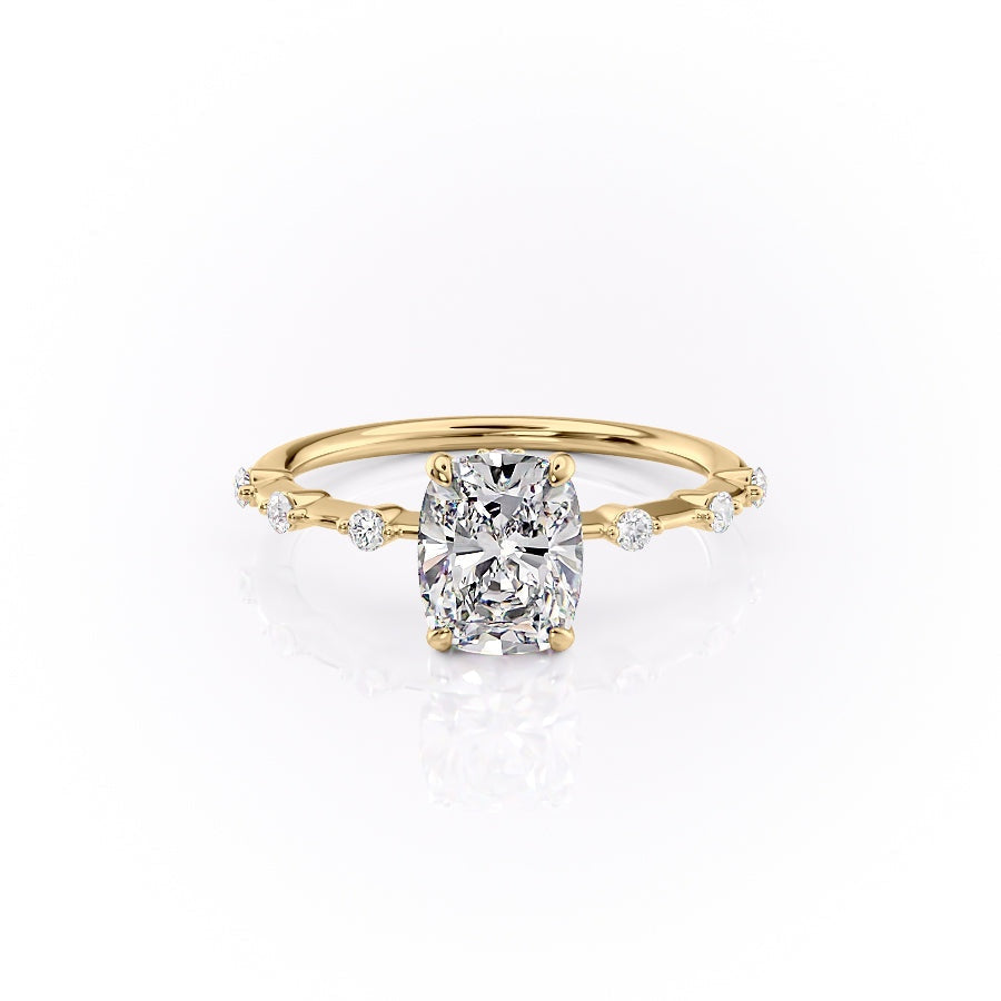 Elongated Cushion Cut Moissanite Ring - Delicate Vintage Style