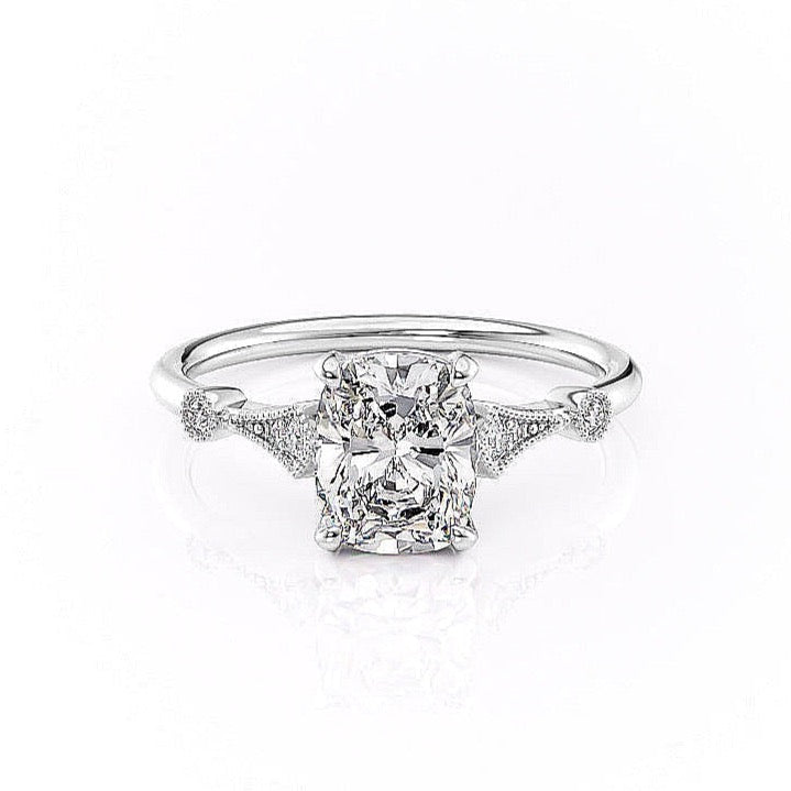 Elongated Cushion Cut Moissanite Vintage Design