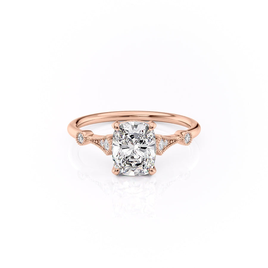 Elongated Cushion Cut Moissanite Vintage Design