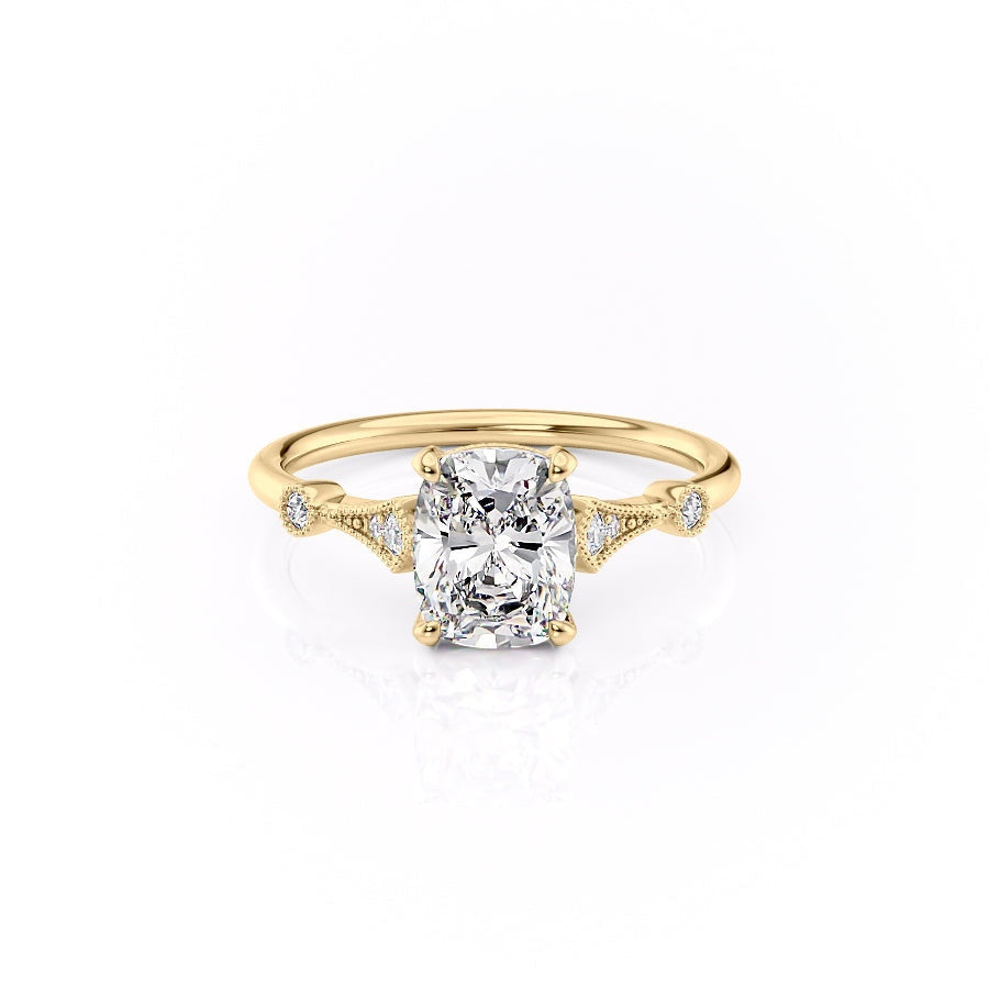 Elongated Cushion Cut Moissanite Vintage Design