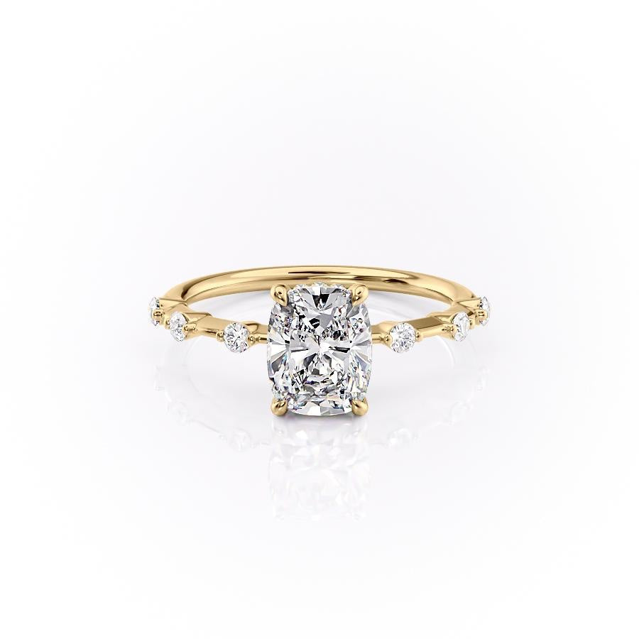 Elongated Cushion Cut Moissanite With Stone Set Shoulders