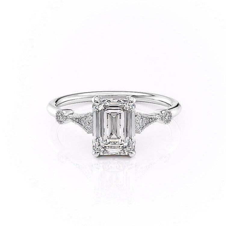 Emerald Cut Moissanite Vintage Design
