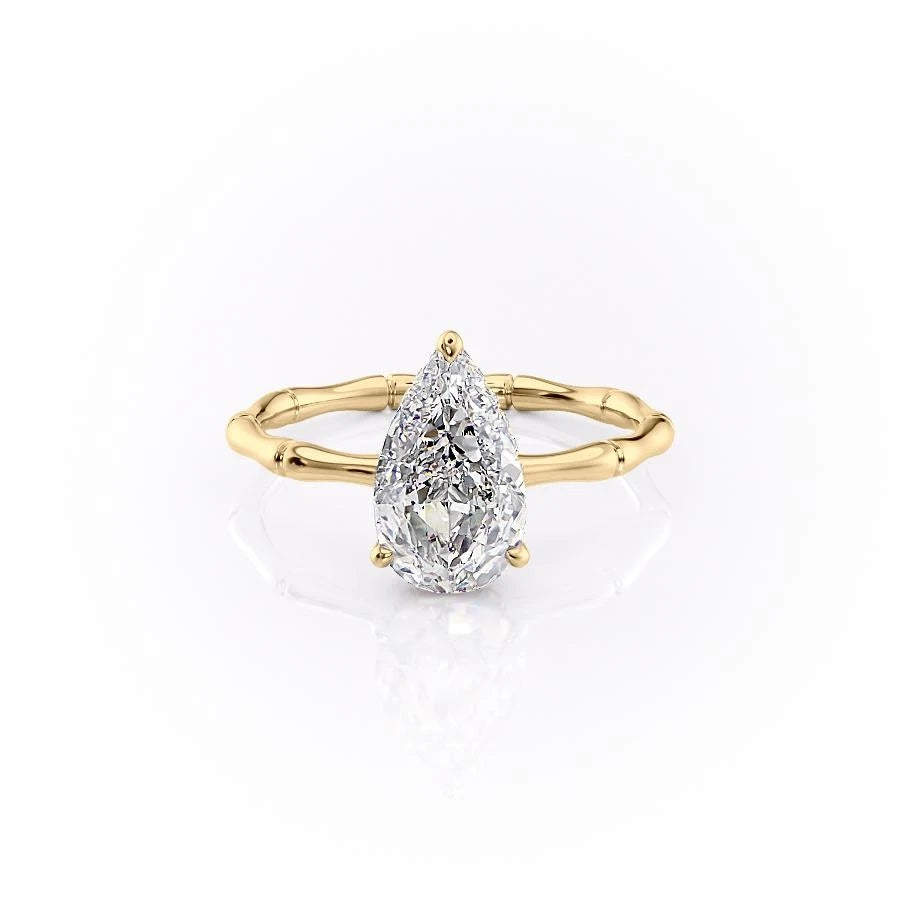 PEAR CUT MOISSANITE RING WITH HIDDEN HALO