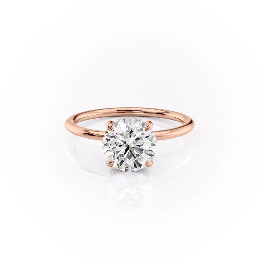 Round Cut Moissanite Ring, Hidden Halo Design