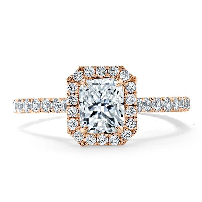 Radiant Cut Moissanite Halo Engagement Ring, Classic Style
