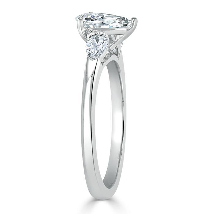 Pear Cut Moissanite Engagement Ring, Classic 3 Stone