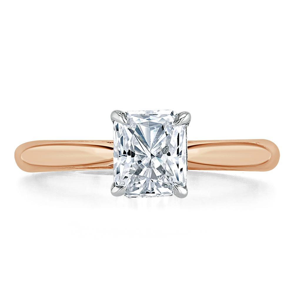 Radiant Cut Moissanite Engagement Ring, Classic Style