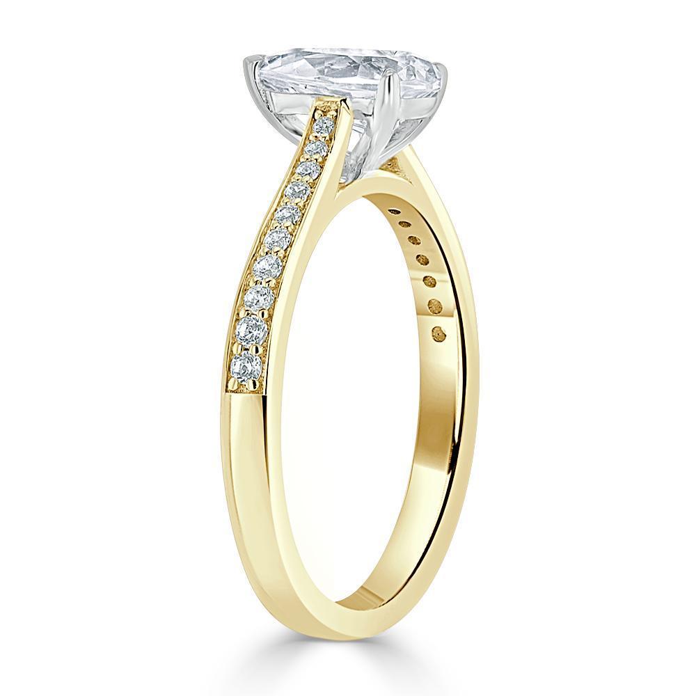 Pear Cut Moissanite Engagement Ring, Classic Style