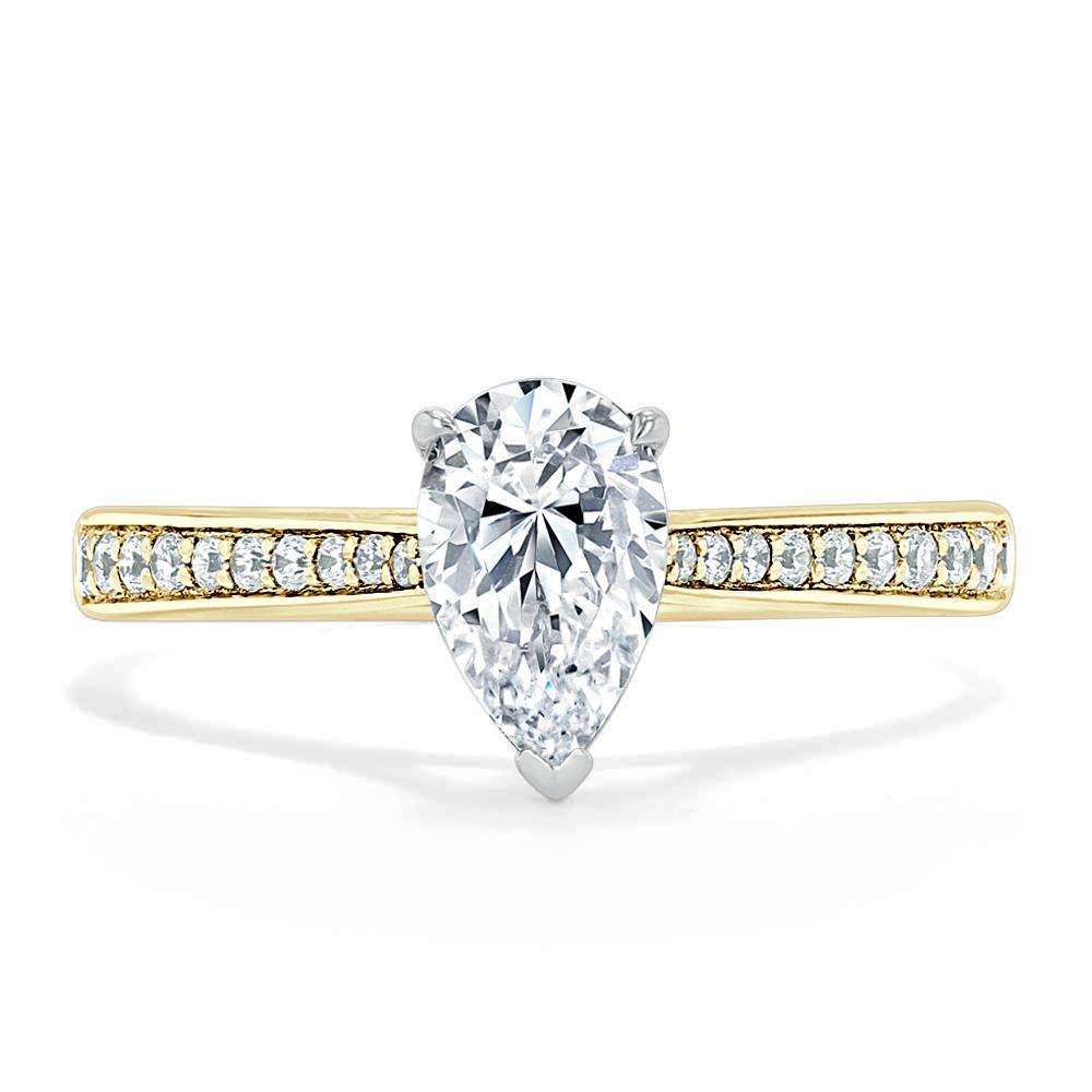Pear Cut Moissanite Engagement Ring, Classic Style