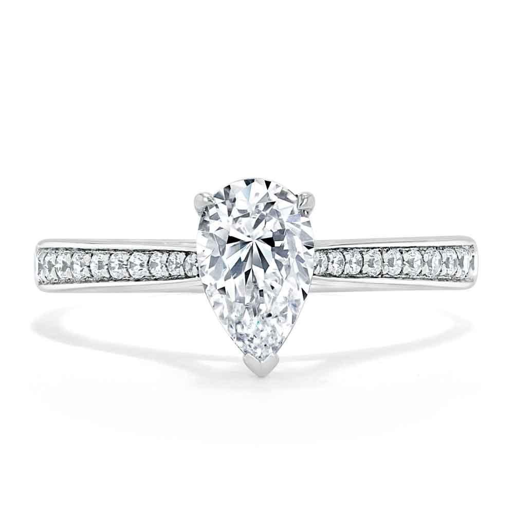 Pear Cut Moissanite Engagement Ring, Classic Style