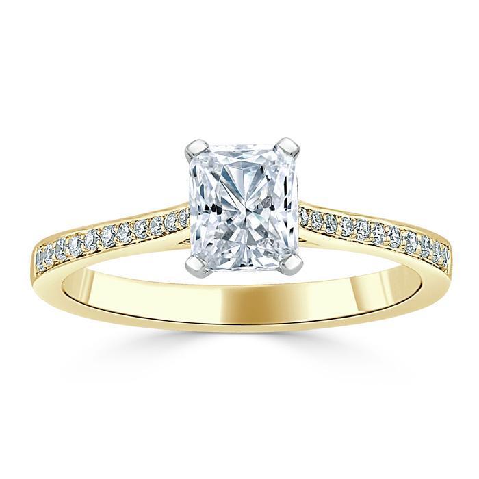 Radiant Cut Moissanite Engagement Ring, Classic Style