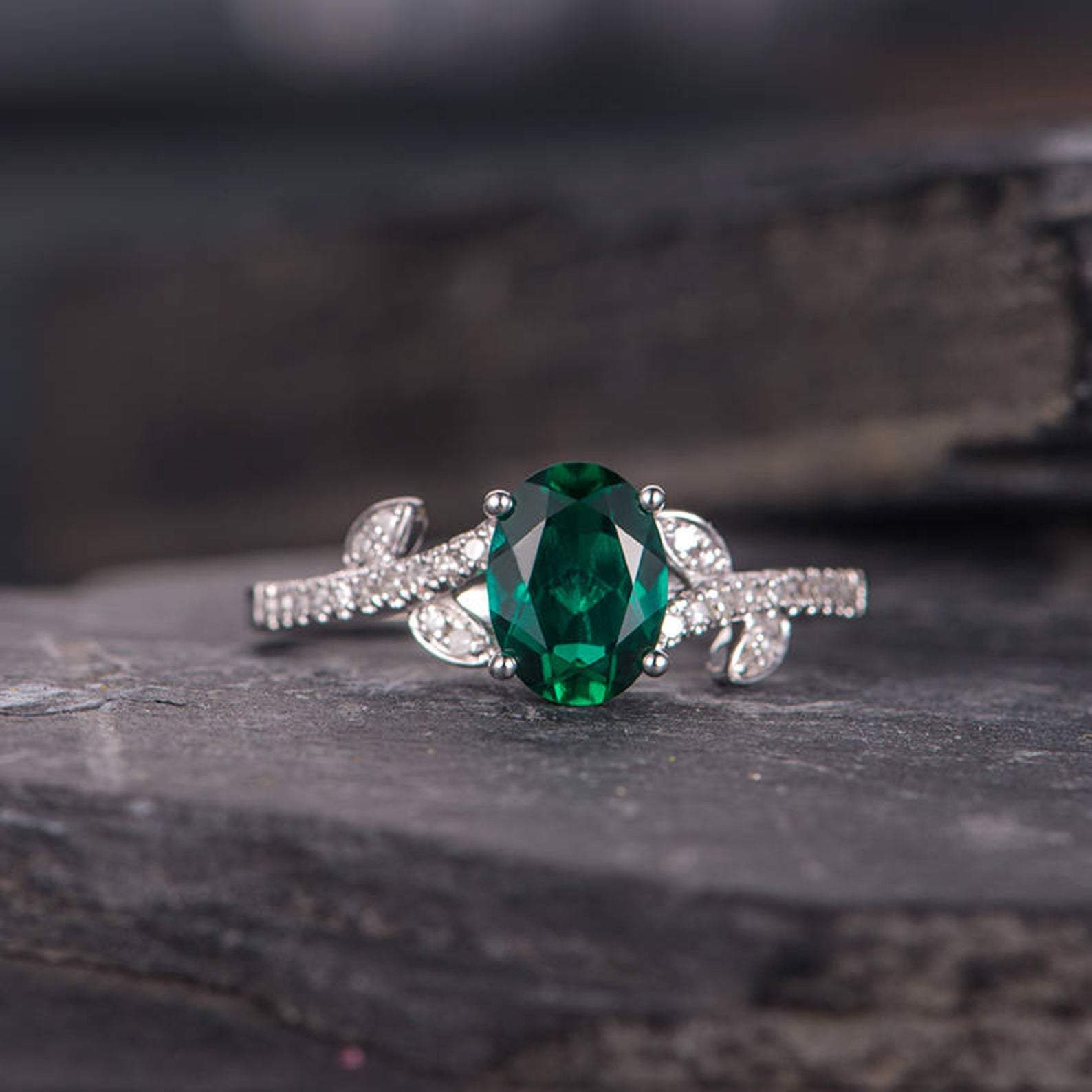 Nature Inspired Emerald Engagement Ring