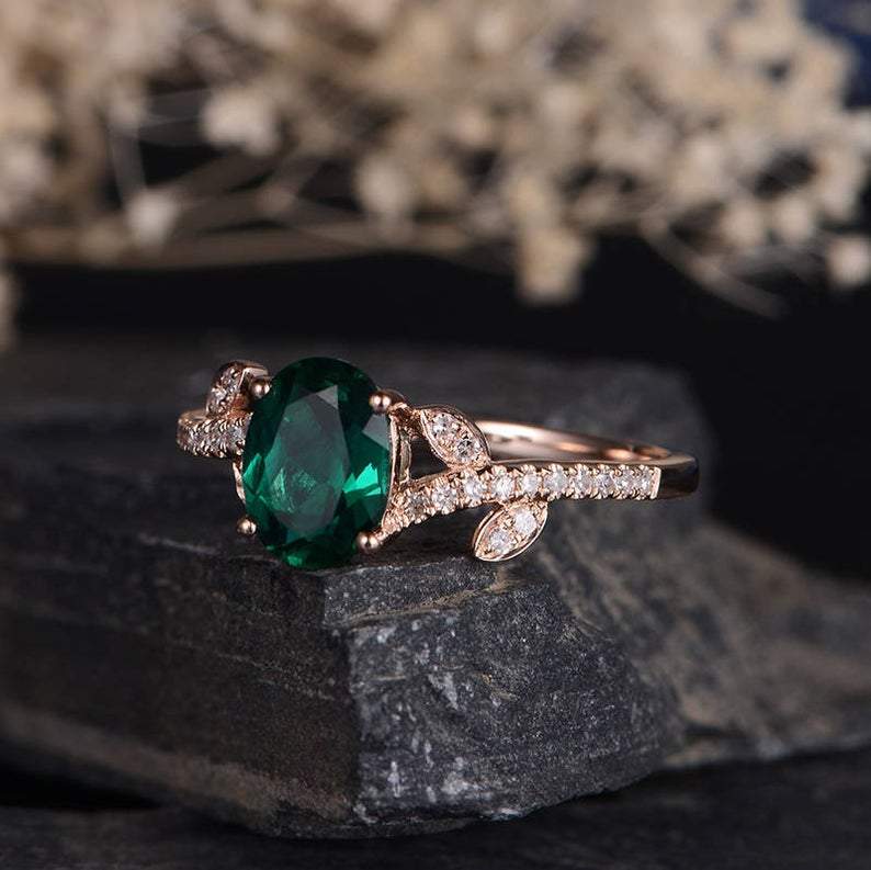 Nature Inspired Emerald Engagement Ring