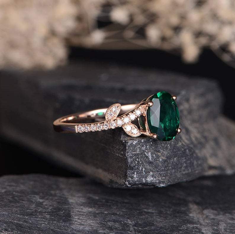 Nature Inspired Emerald Engagement Ring