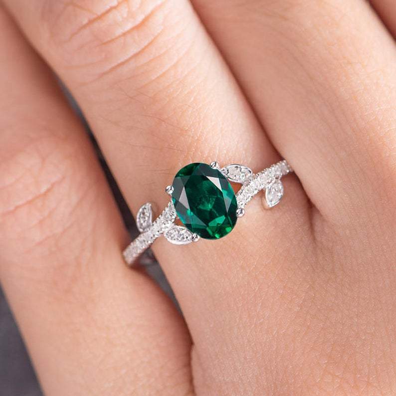 Nature Inspired Emerald Engagement Ring