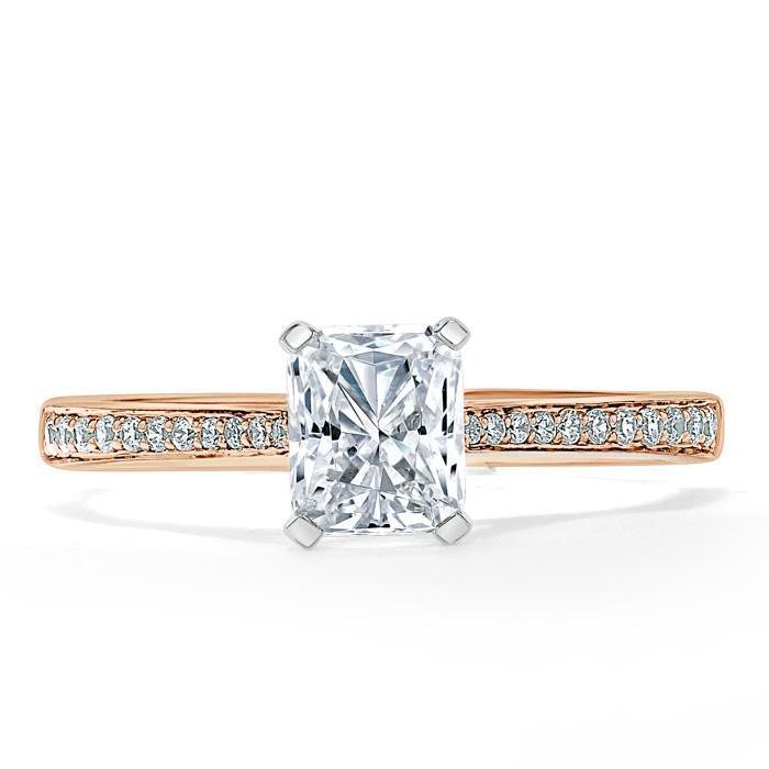 Radiant Cut Moissanite Engagement Ring, Classic Style