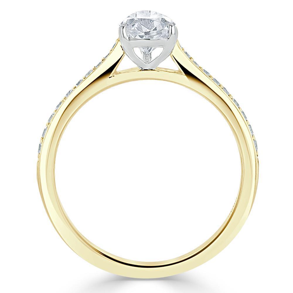 Pear Cut Moissanite Engagement Ring, Classic Style
