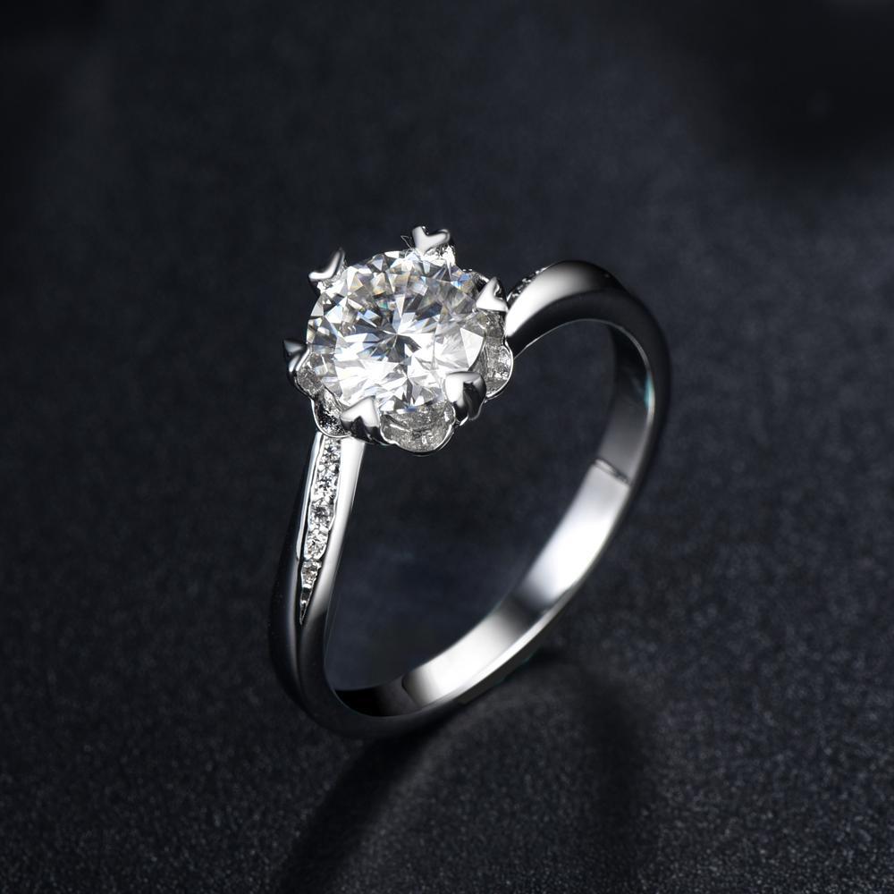 Sterling silver moissanite engagement sales rings