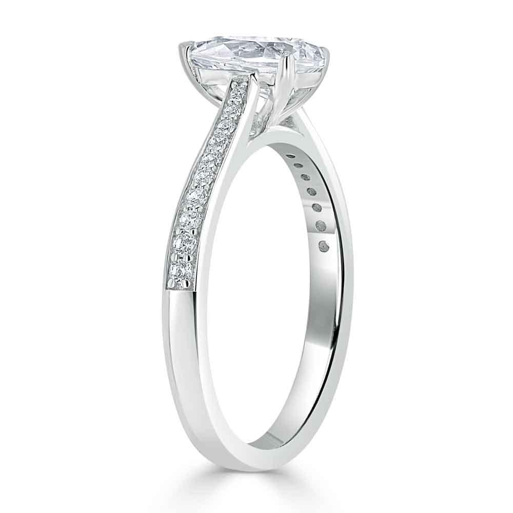Pear Cut Moissanite Engagement Ring, Classic Style