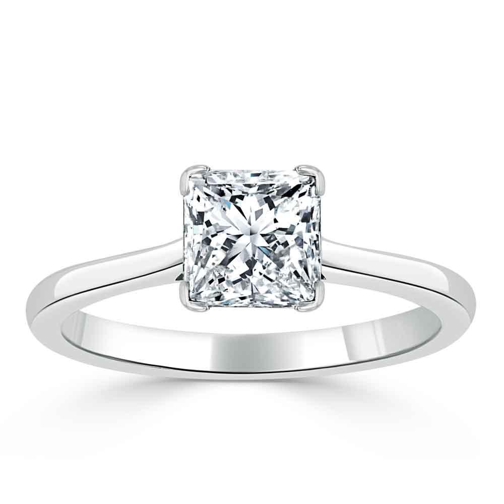 Princess Cut Moissanite Engagement Ring, Classic Style