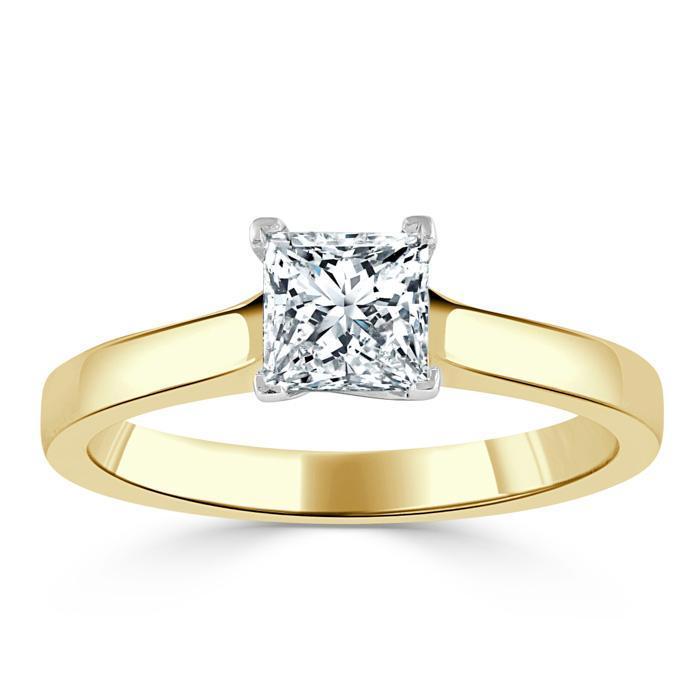 Princess Cut Moissanite Engagement Ring, Classic Style
