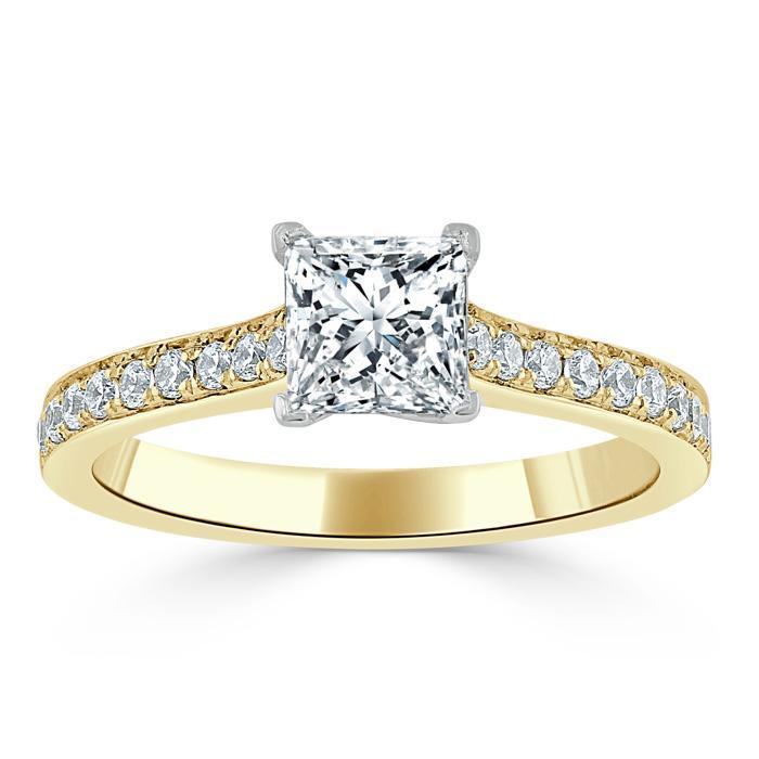Princess Cut Moissanite Engagement Ring, Classic Style
