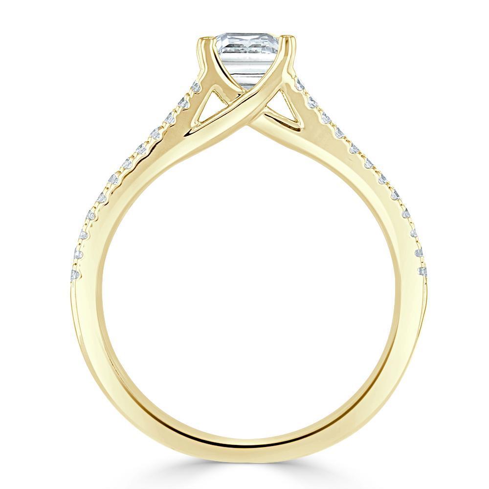 Princess Cut Moissanite Engagement Ring, Split Shank