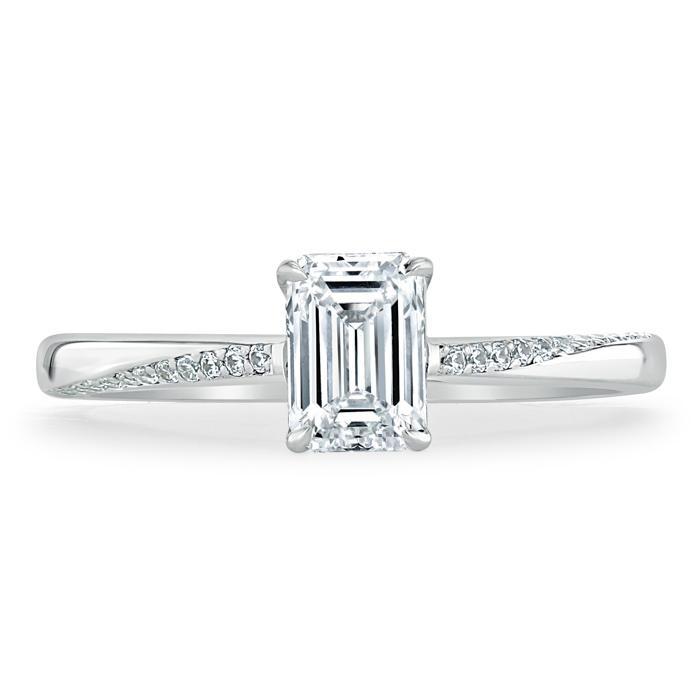 Emerald Cut Moissanite Engagement Ring, Classic Style