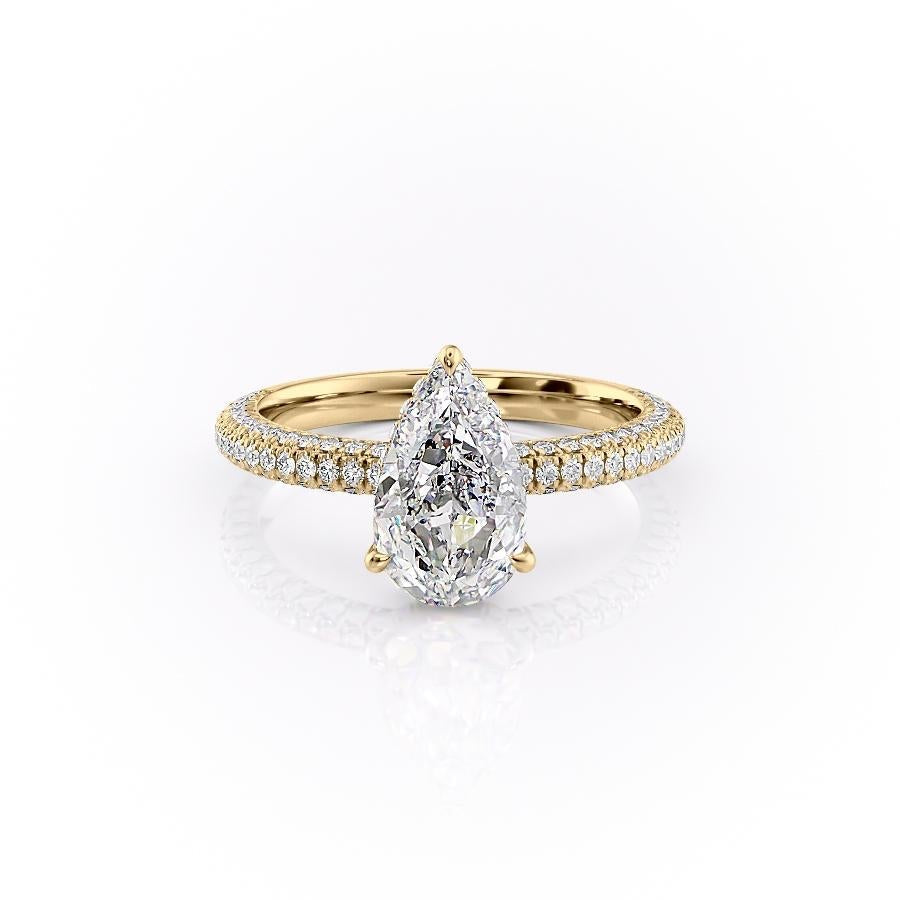 PEAR CUT MOISSANITE PAVÉ SET SHOULDERS WITH HIDDEN HALO