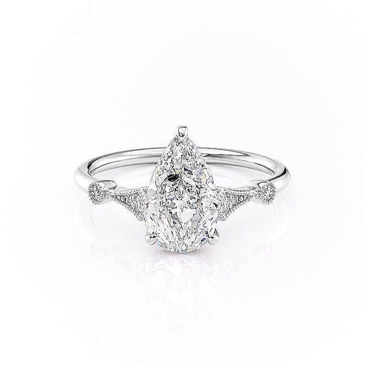 Pear Cut Moissanite Vintage Design