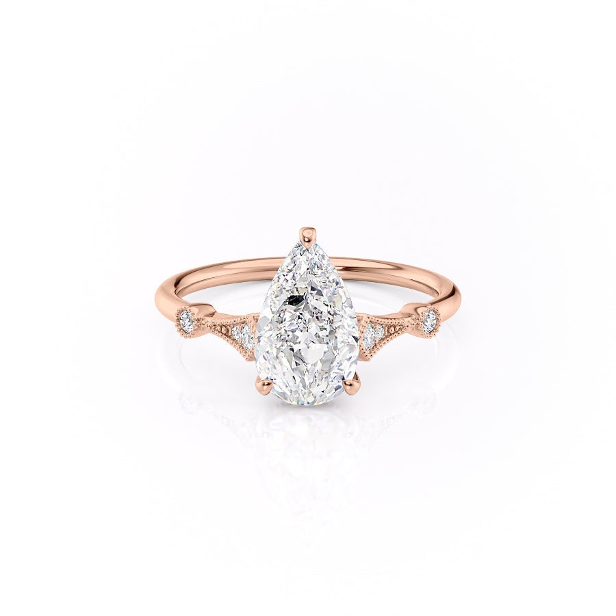 Pear Cut Moissanite Vintage Design