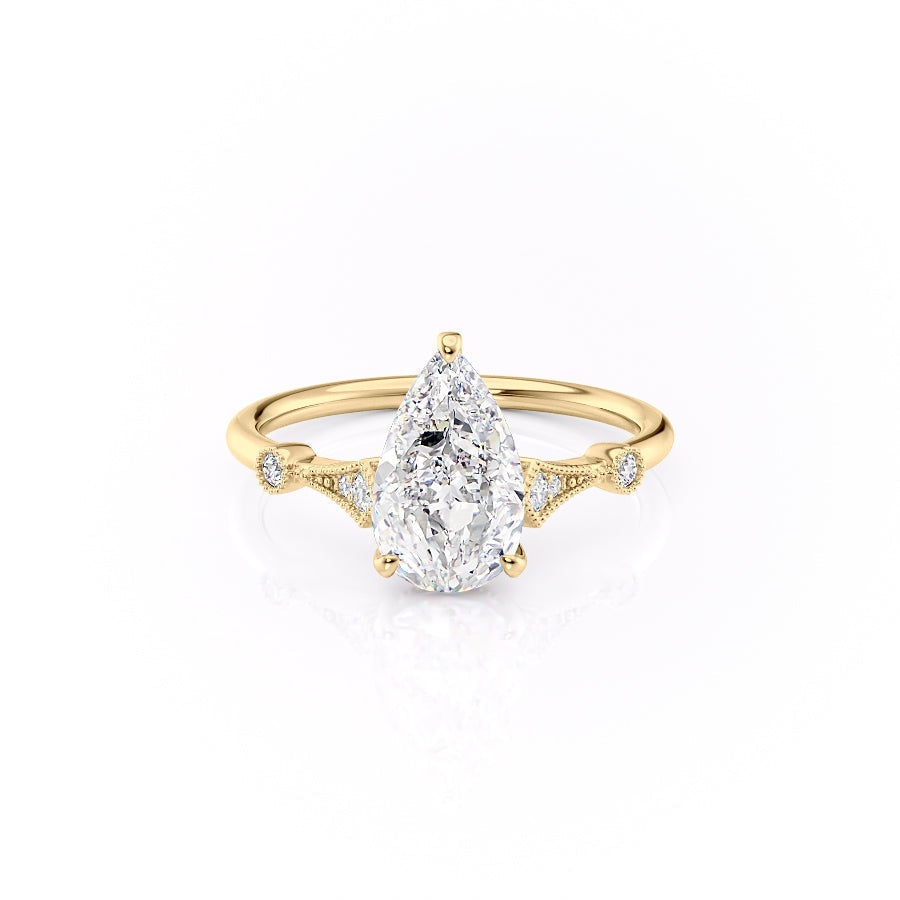 Pear Cut Moissanite Vintage Design