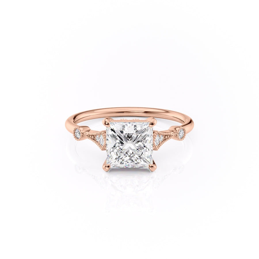 Princess Cut Moissanite Vintage Design