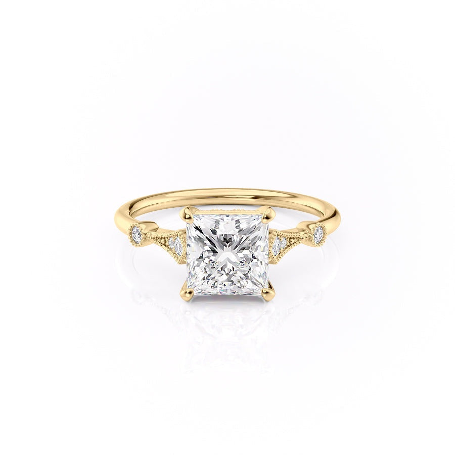 Princess Cut Moissanite Vintage Design