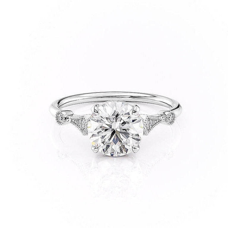 Round Cut Moissanite Vintage Design