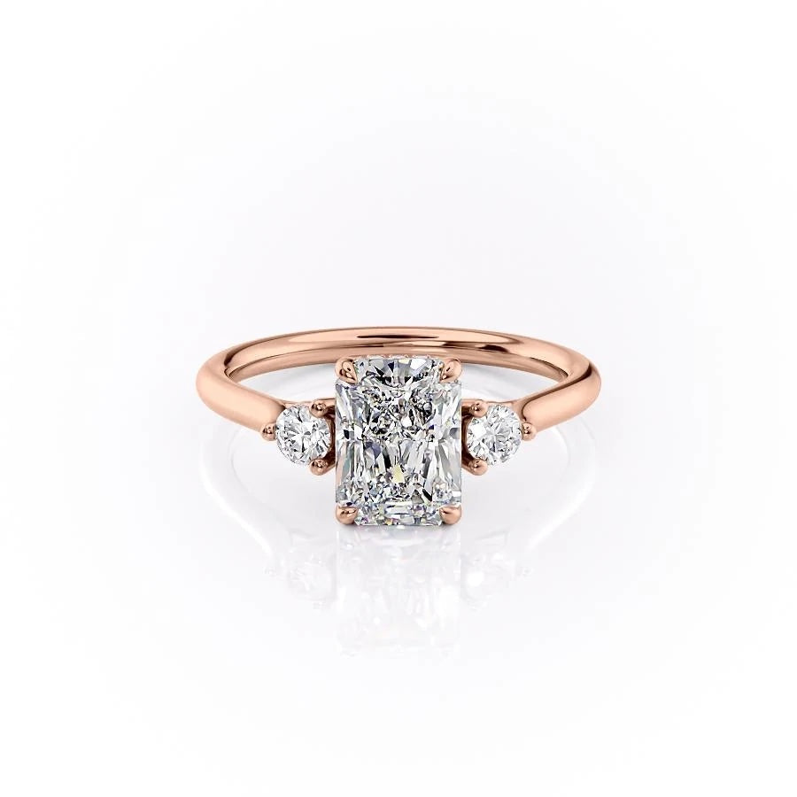 Radiant Cut Moissanite 3 Stone Ring