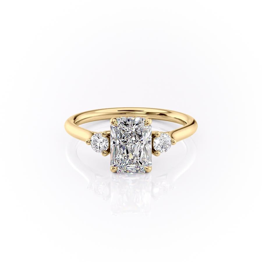 Radiant Cut Moissanite 3 Stone Ring