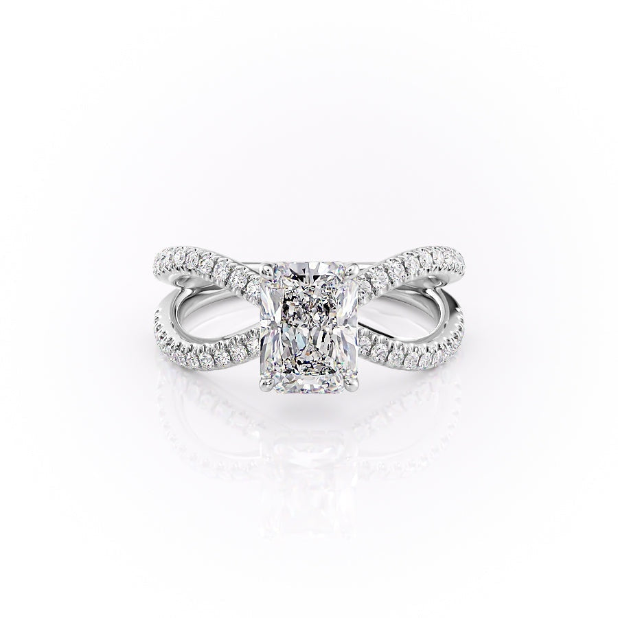 Radiant Cut Moissanite Criss-Cross Design