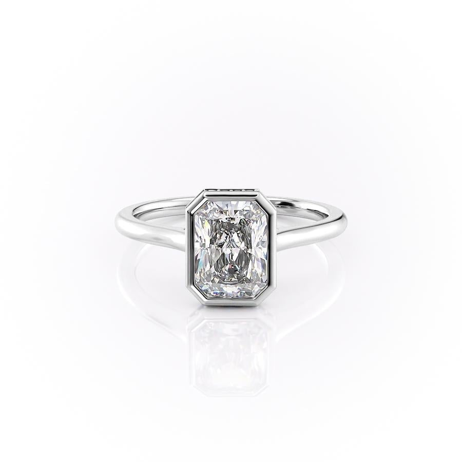 Radiant Cut Rubover Moissanite With Hidden Halo
