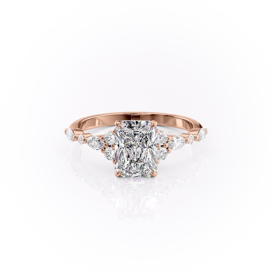 Radiant Cut Moissanite Shoulder Set Ring Vintage Design