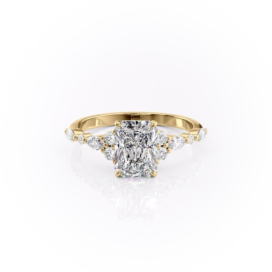 Radiant Cut Moissanite Shoulder Set Ring Vintage Design