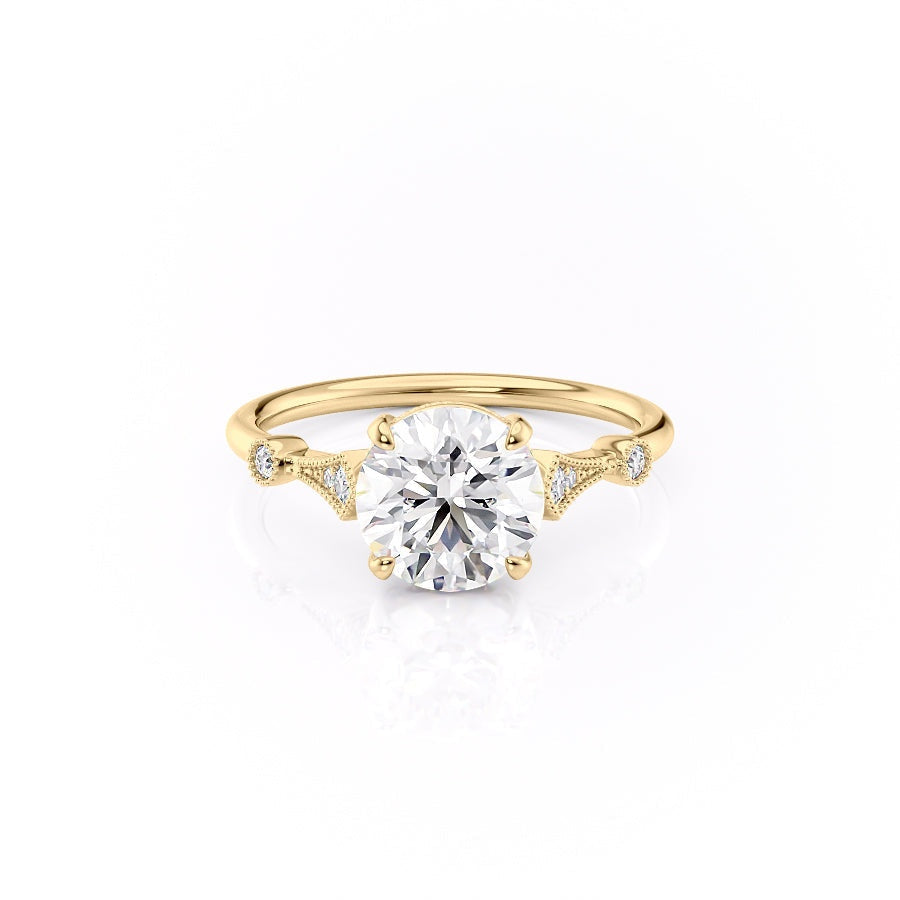Round Cut Moissanite Vintage Design