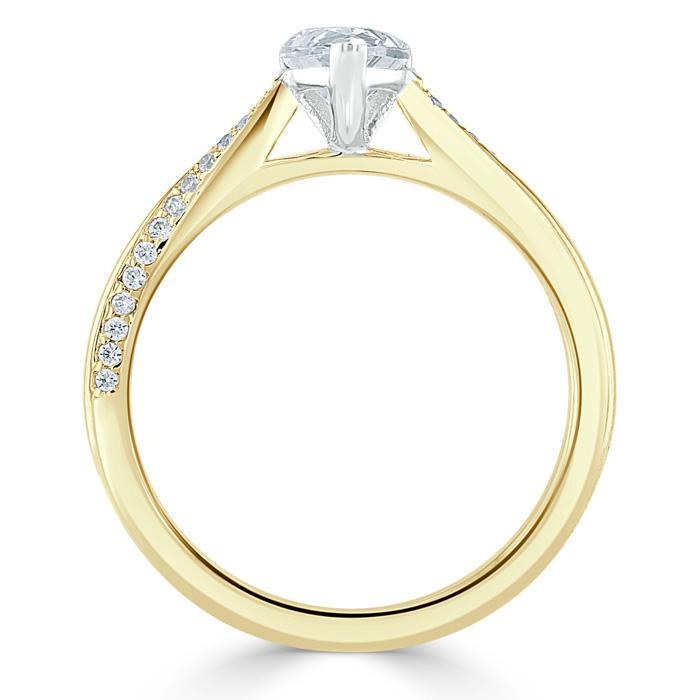 Pear Cut Moissanite Engagement Ring, Classic Style