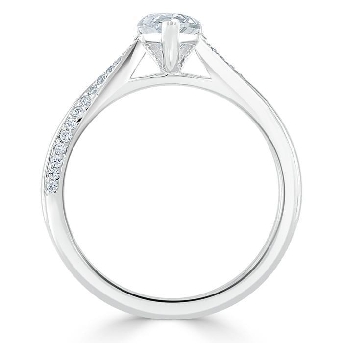 Pear Cut Moissanite Engagement Ring, Classic Style